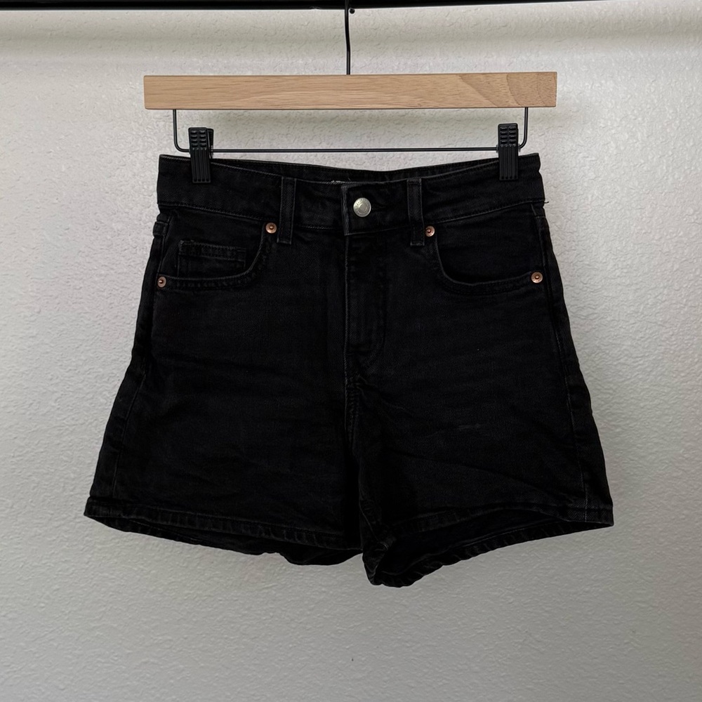 H&M Black High rise denim shorts